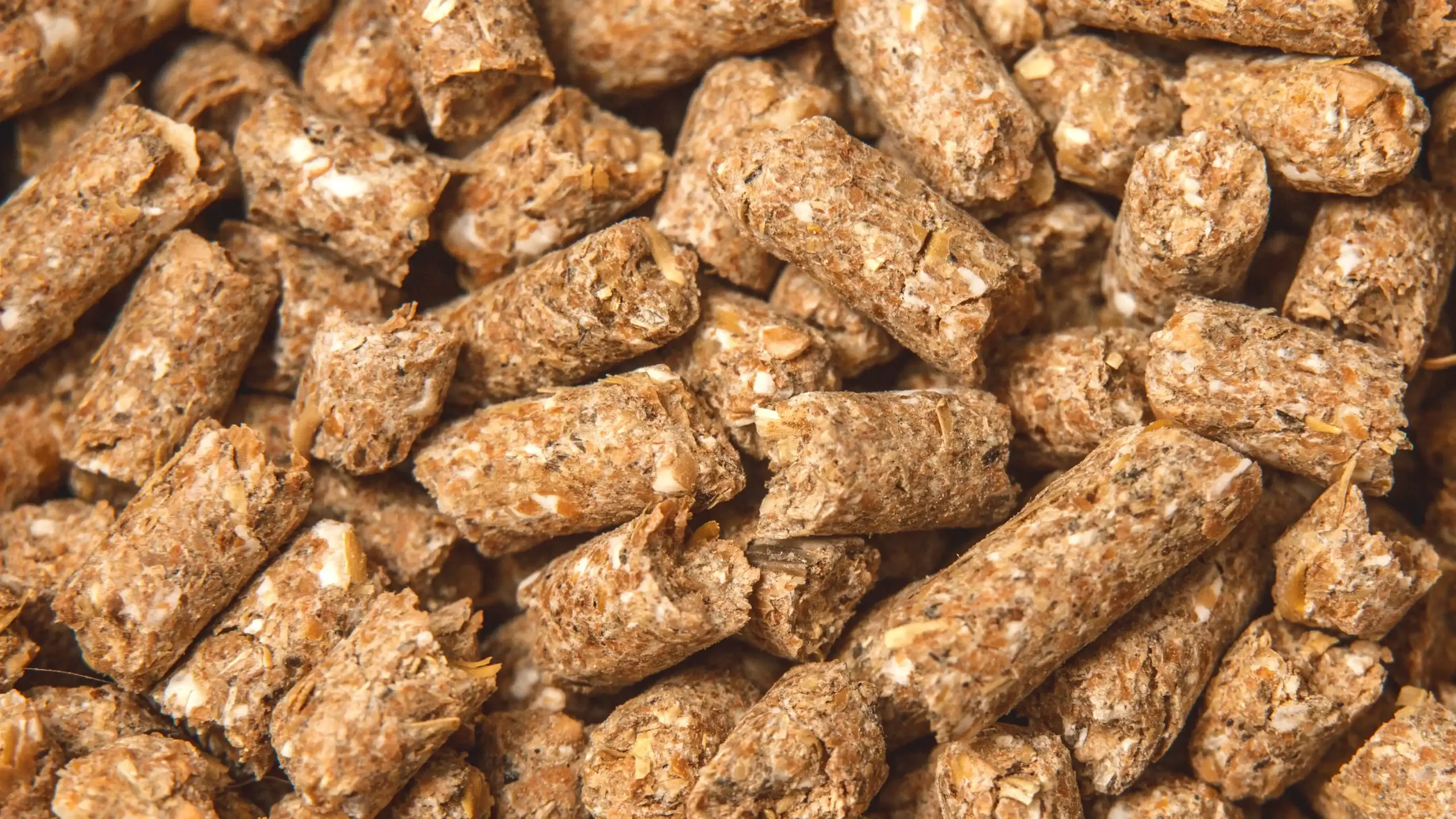Detailfoto van brokken voer 